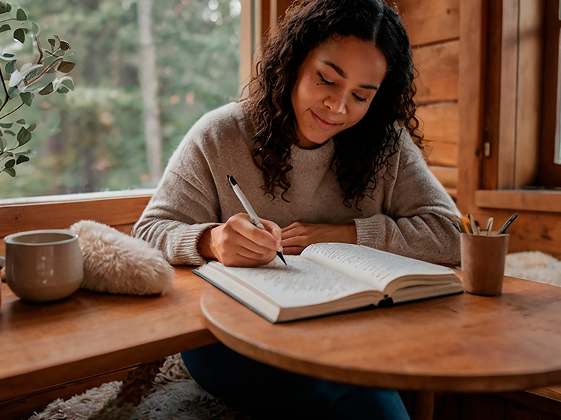 una-chica-se-sienta-en-una-mesa-escribiendo-en-un-cuaderno