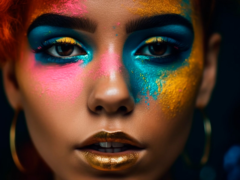 la-belleza-de-una-mujer-brilla-con-colores-vibrantes-generados-por-ia